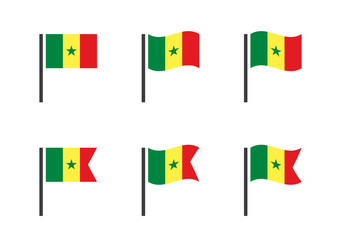 Flag of the republic senegal icons set vector