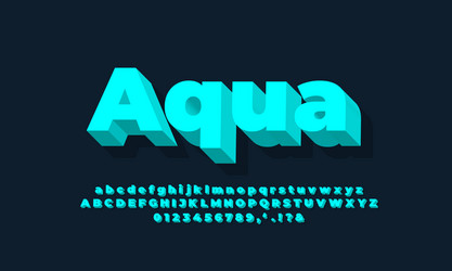 modern alphabet 3d light cyan text effect or font vector