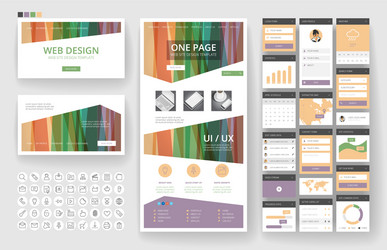 website design template and interface elements vector image