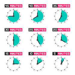 clock face with different time set isolated vector image