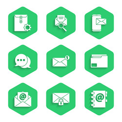 set envelope mail message lock password address vector image