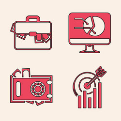 set target with graph chart briefcase and money vector image