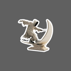 Sticker of white cool grim holding sword vector