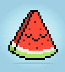 8 bit pixel of watermelon slices vector