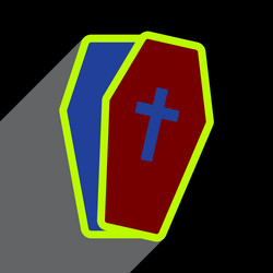 Flat with shadow icon open coffin on a colored vector