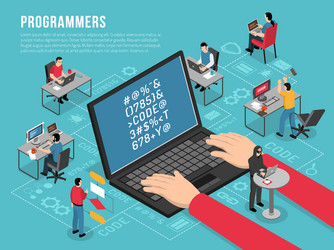 Programmers Working on Laptops - Isometric vector image