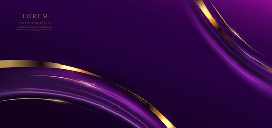 abstract glowing gold curved lines on dark purple vector