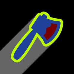 Flat with shadow icon axe on a colored background vector