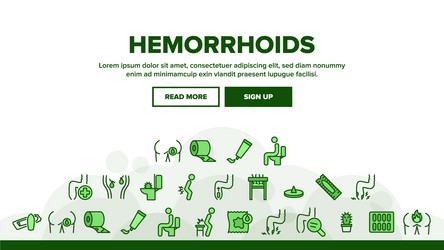 Hemorrhoids disease landing header vector