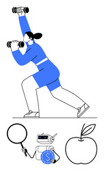 woman exercising with dumbbells plus search vector image