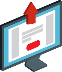 Computer desktop with arrow up isolated icon vector