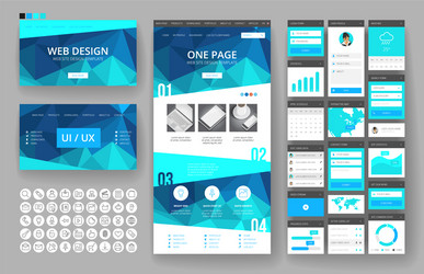 website design template and interface elements vector image