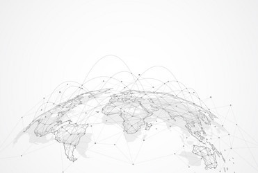 global network connection world map point vector image