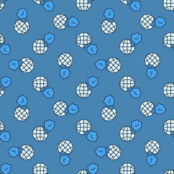 Globe with shield colored seamless pattern vector