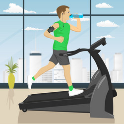 man at gym doing exercise on the treadmill vector