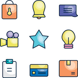 Padlock and user interface icon set line color vector