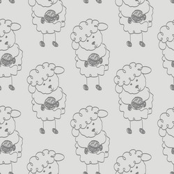 seamless pattern with icon simple of cute lamb vector image