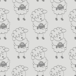 Seamless pattern with icon simple of cute lamb vector