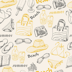 Seamless pattern with summer elements in sketch vector