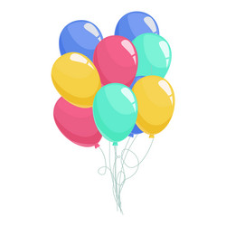 bunch of colorful balloons floating with strings vector image