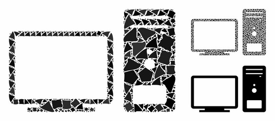 desktop computer mosaic icon humpy elements vector image