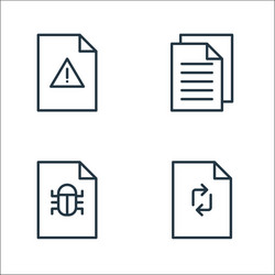 file and document outline line icons linear set vector image