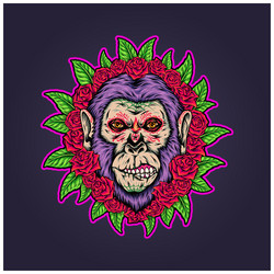 floral nightmare scary monkey muertos Vector Image