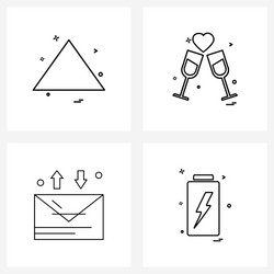 set 4 simple line icons for web and print vector image