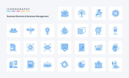 25 business elements and management blue vector