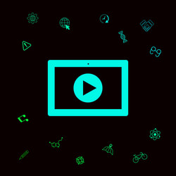 Computer tablet with play button icon vector