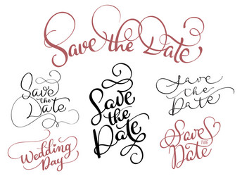 Set of save the date text on white background vector