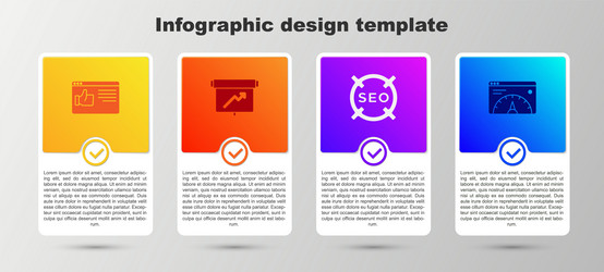Set browser window board with graph chart seo vector