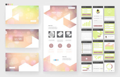 website design template and interface elements vector image