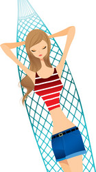 hammock vacation woman vector