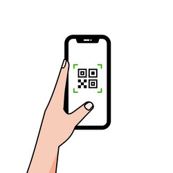 hand with smartphone icon sticker qr code vector