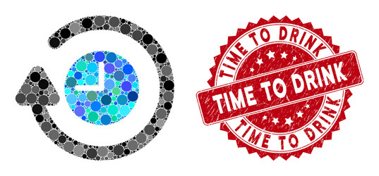 mosaic repeat clock with distress time to drink vector