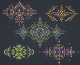 set of five tribal art boho hand drawn geometric Vector Image