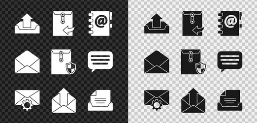 set upload inbox envelope address book setting vector image