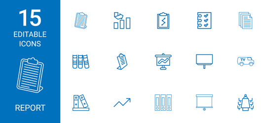 15 report icons vector