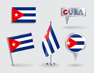 Cuban Flag Pointer Icons Set vector image