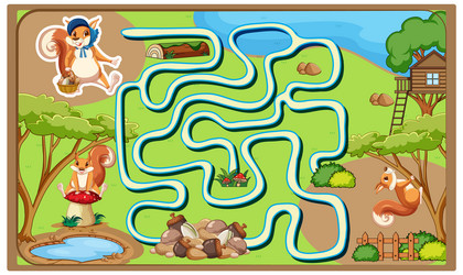 game design with squirrel and treehouse vector image