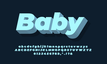 modern alphabet 3d soft blue text effect or font vector