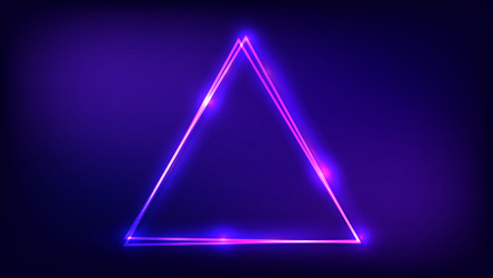 neon double triangular frame with shining effects vector image