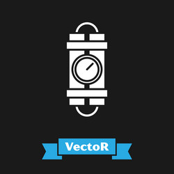 White detonate dynamite bomb stick and timer clock vector