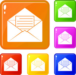 envelope with sheet paper icons set vector image