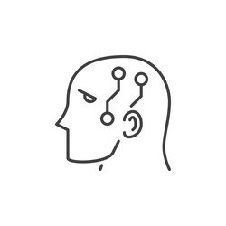 Head with ai circuits robot learning concept line vector