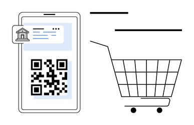 mobile payment with qr code and shopping cart vector image