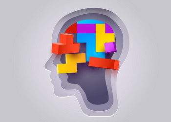 silhouette of a human head game blocs puzzle vector