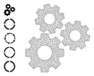 Web network gear mechanism icon with simple glyphs vector