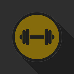 yellow round button with black dumbbell icon vector image